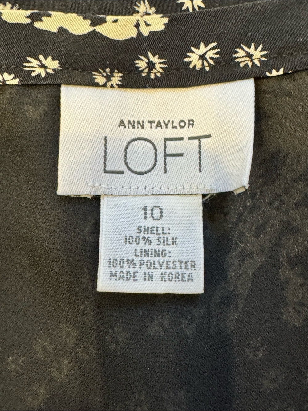 Ann Taylor LOFT 100% Silk Floral Midi Skirt Size 10 Black Ivory Boho - Picture 2 of 6